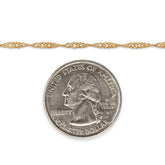 Gold filled singapore chain with a quarter dollar coin pendant on a white background